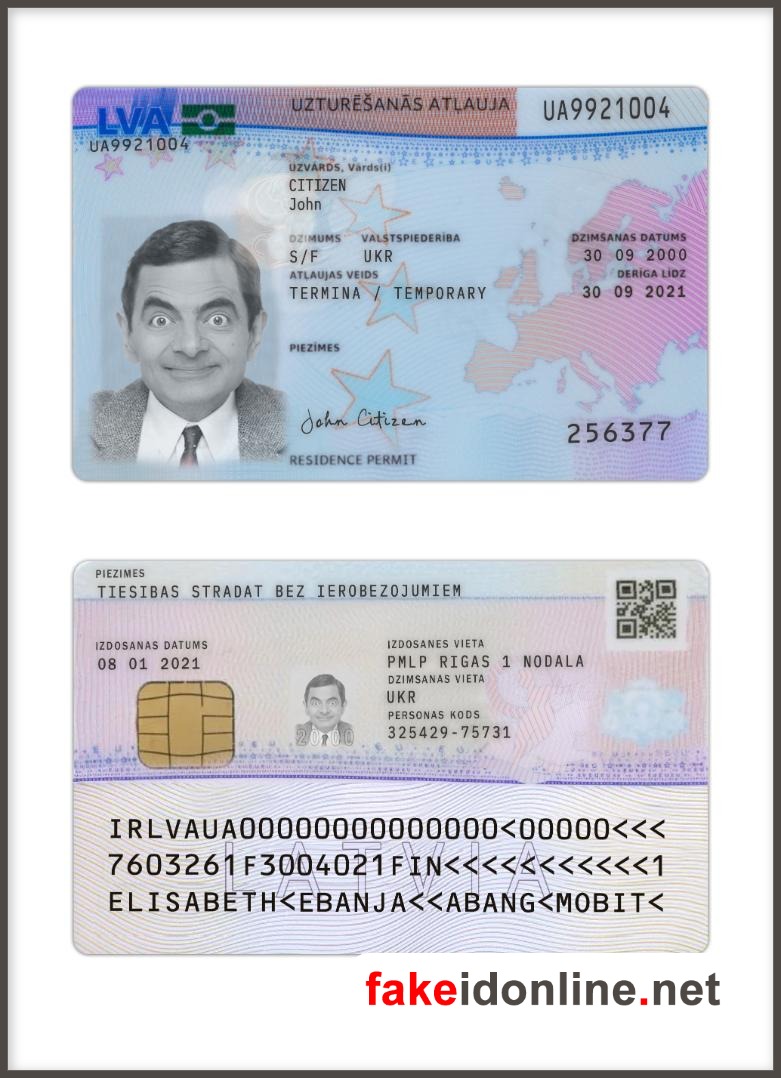 Latvia Residence Permit PSD Template 1200dpi